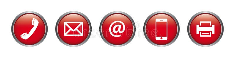 Red Contact Buttons Vector Hotline Phone E-Mail Fax Communication vector