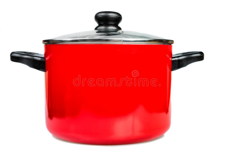 Red cooking pot wit glass lid