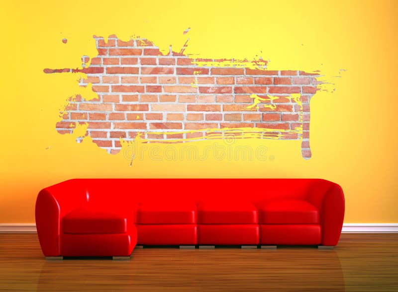 Red couch with splash hole