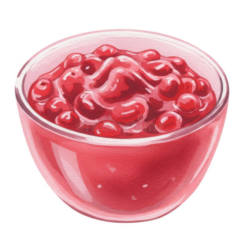 Red Cranberry Sauce in Glass Bowl lizenzfreie stockfotos