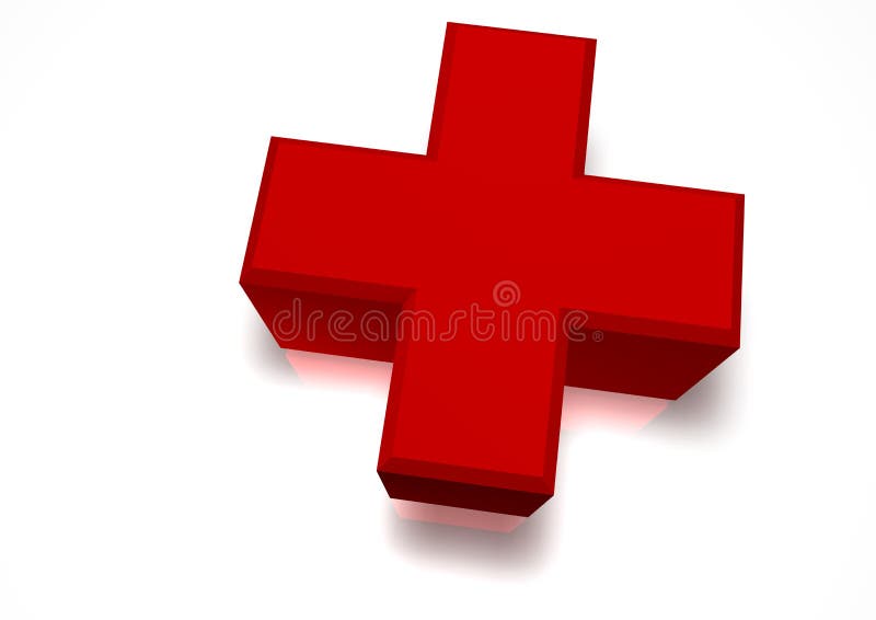 3D Red Cross Symbol Sign editorial stock photo. Illustration of ...