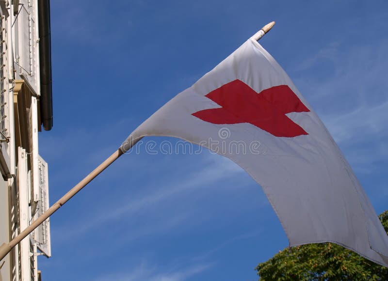 Red Cross flag editorial stock photo. Image of station - 537443