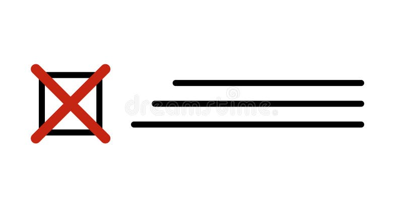 Red cross mark inside checkbox. Minimalist icon representing error, failure, rejection, or incomplete task. Simple flat royalty free illustration