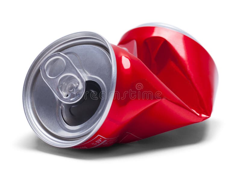 Red Crushed Soda Can stock image