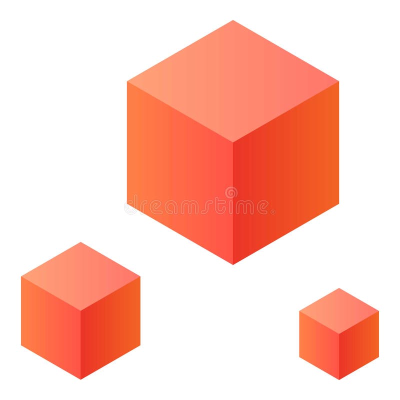 Red Cubes Icon, Isometric Style Stock Vector Illustration of design