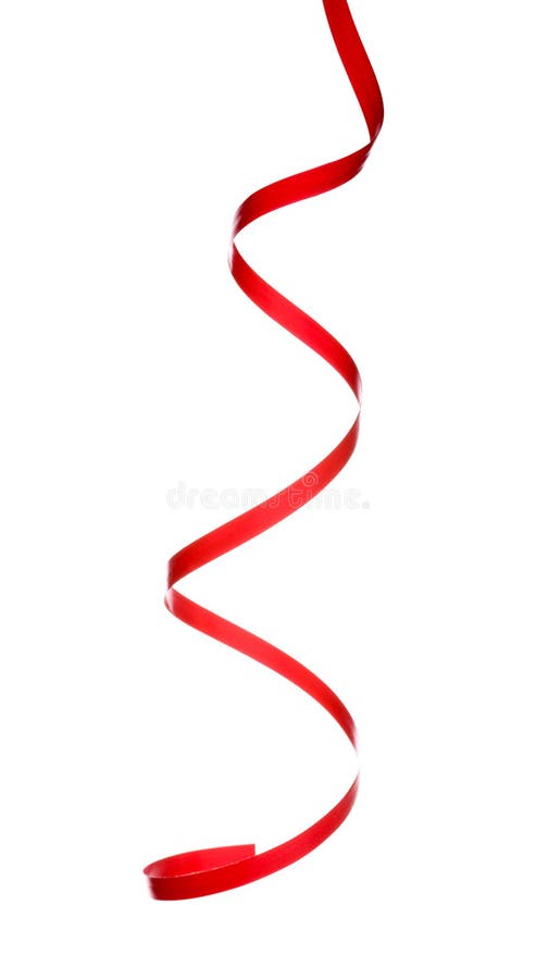 Red curled ribbon isolated on white