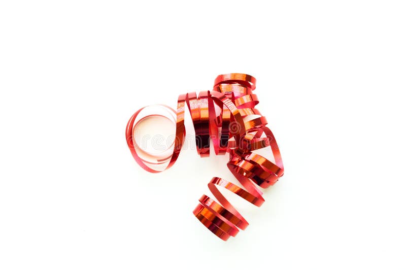 Red Curling Ribbon Isolated on White Stock Image Image of color