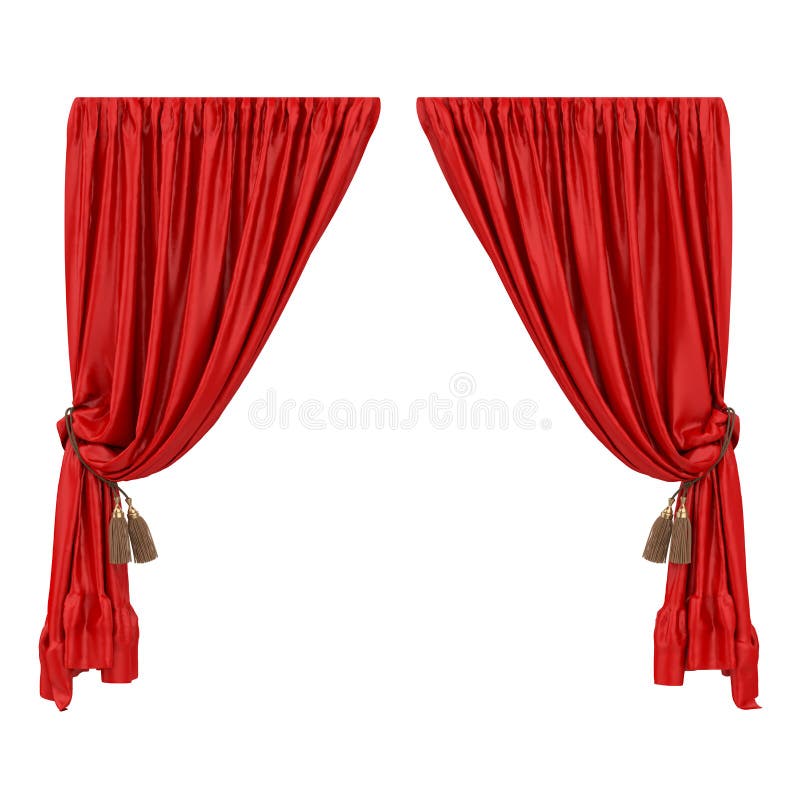 Render Red Curtain Isolated White Background Stock Illustrations 230