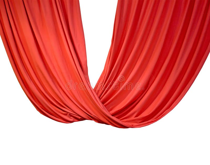 Red curtain isolated on white, theater