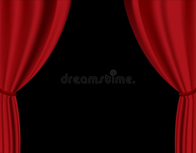 Red curtain in theater. vector illustration