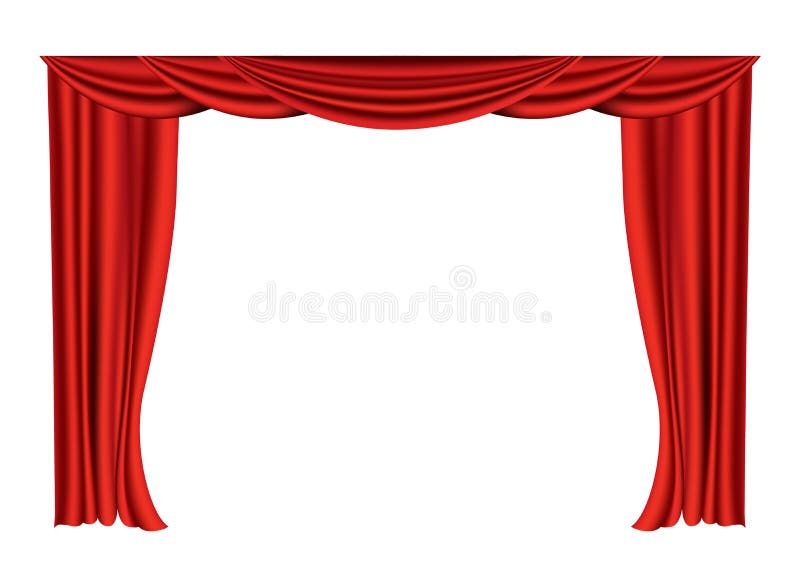 Red Curtains Realistic. Theater Fabric Silk Decoration for Movie Cinema ...