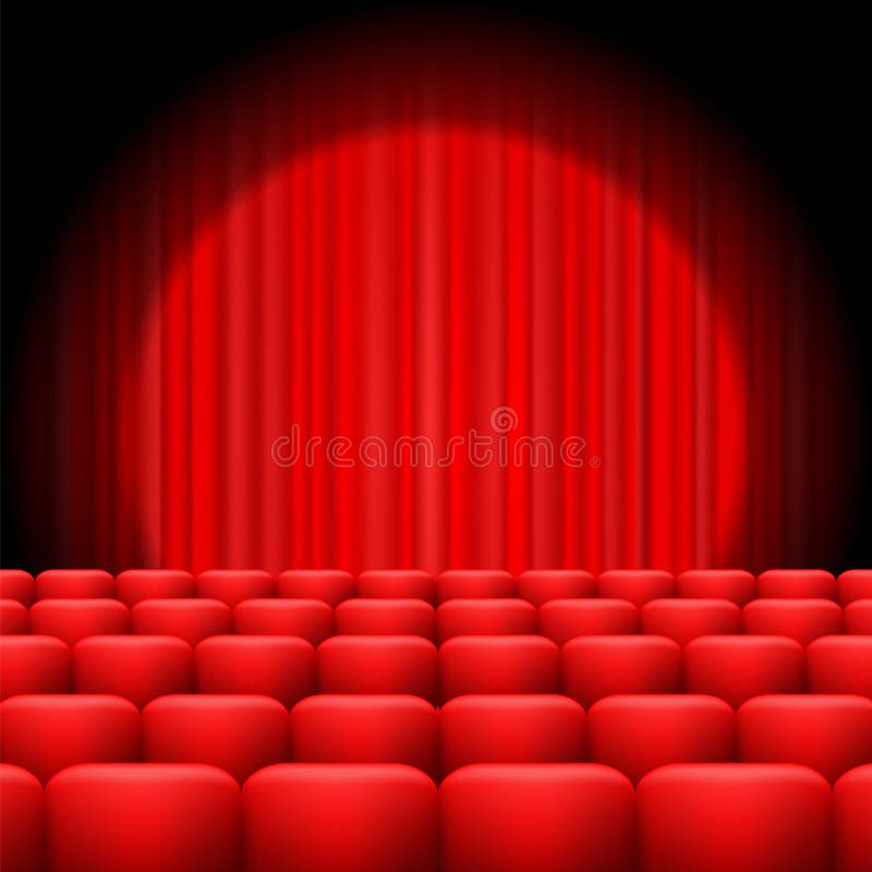 Cinema Auditorium With Red Seats And Curtains Stock Vector ...