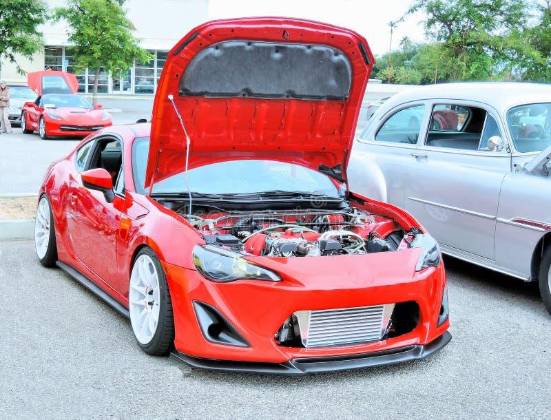Red Custom Built Toyota Scion FRS royalty free stock photos Red Custom Built Toyota Scion FRS royalty free stock photos