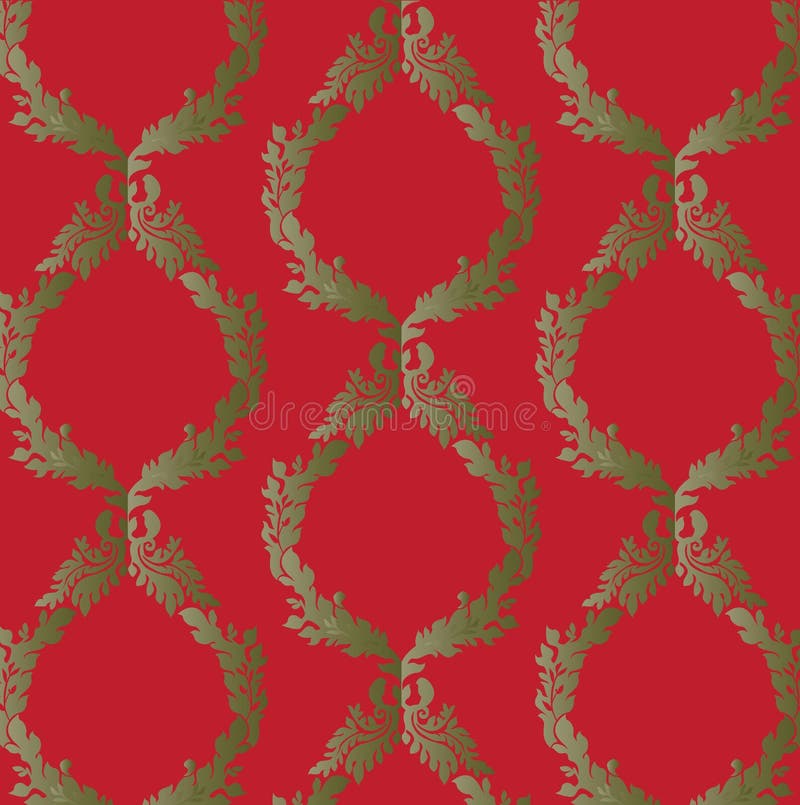 Red Green Damask Wallpaper Stock Vector Illustration of baroque