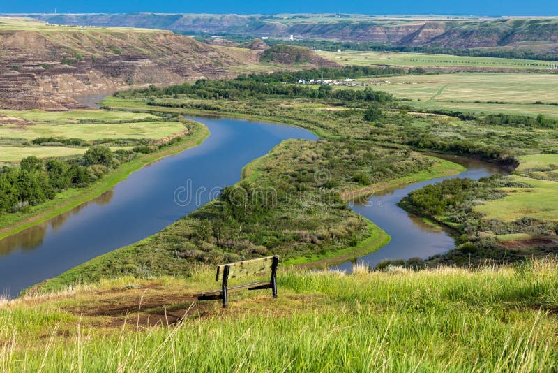 Red Deer River Valley at Drumheller in Alberta Canada Stock Photo