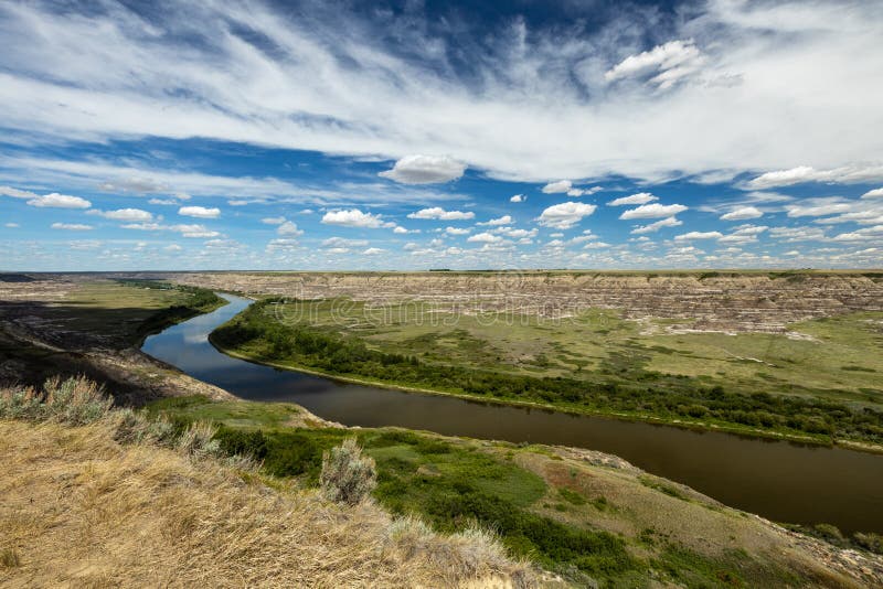 Red Deer River Valley at Drumheller in Alberta Canada Stock Image