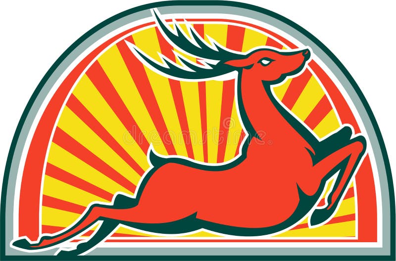 Red Deer Stag Buck Jumping Side Stock Vector Illustration of deer