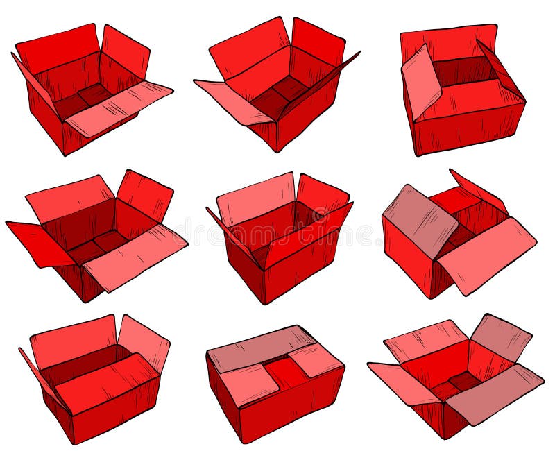 Red Delivery Cardboard Box for Design. Stock Vector Illustration of