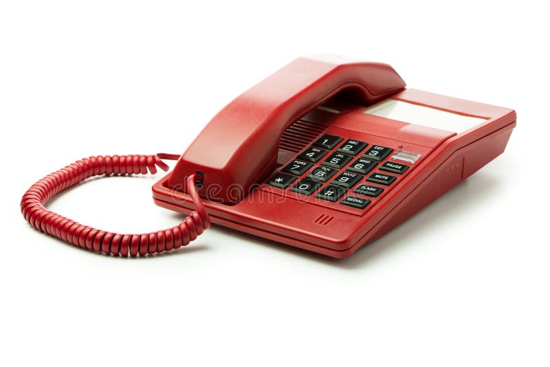 Red desk phone stock photo. Image of caller, technology 102622852