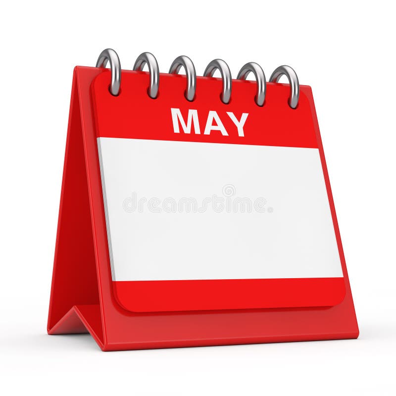 Red Desktop Calendar Icon Showing a May Month Page. 3d Rendering vector illustration