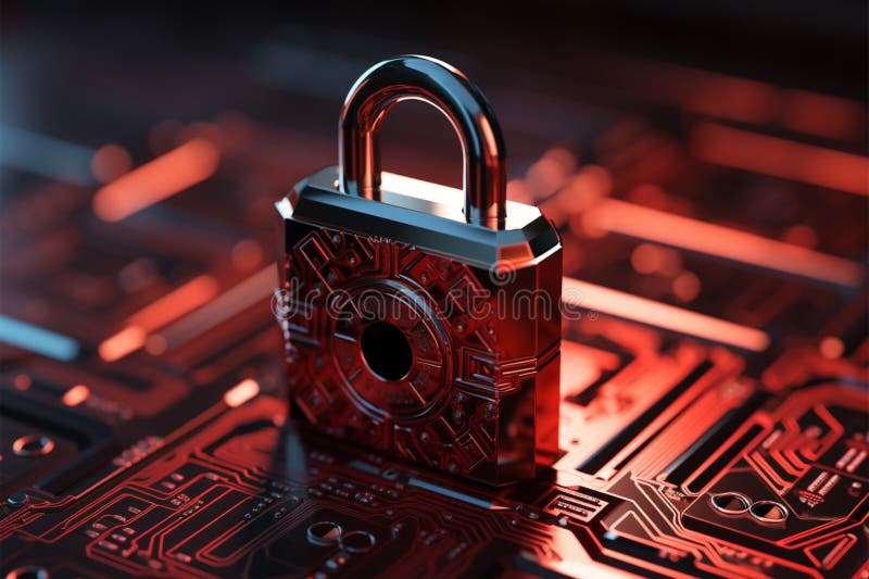 Un lacăt roșu și detaliat oferă securitate digitală robustă, asigurând în același timp confortul utilizatorilor vector illustration