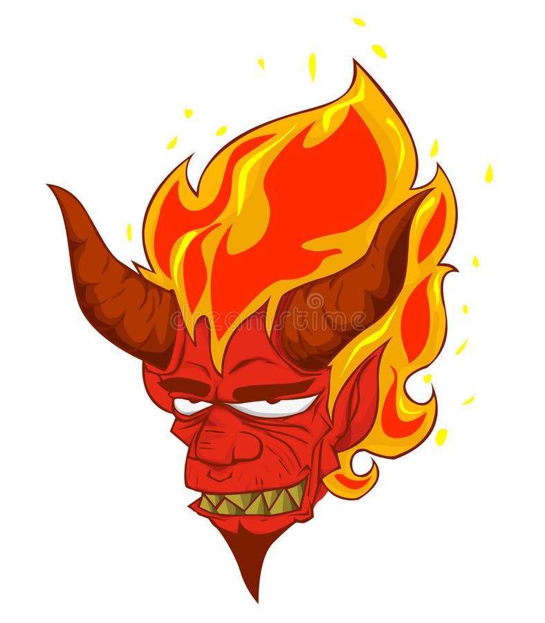 Red Devil Vector and Illustration. Monster in Halloween Night Stock