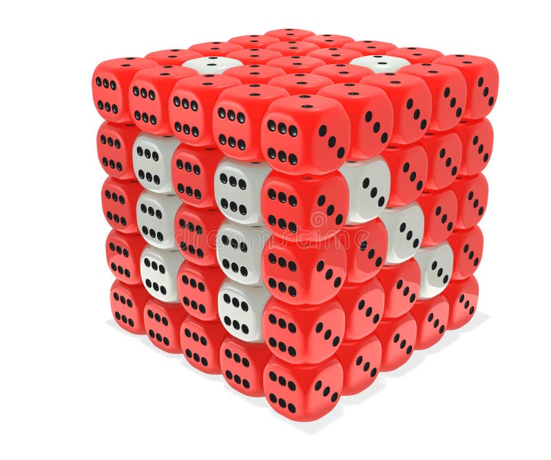 Dice in a Row in the Order of Fibonacci Sequence Stock Illustration