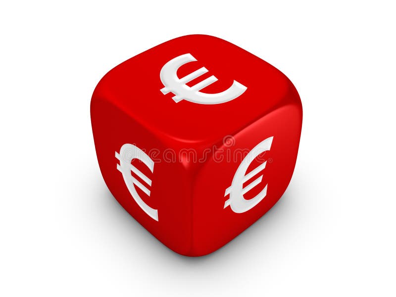 Red dice with euro sign