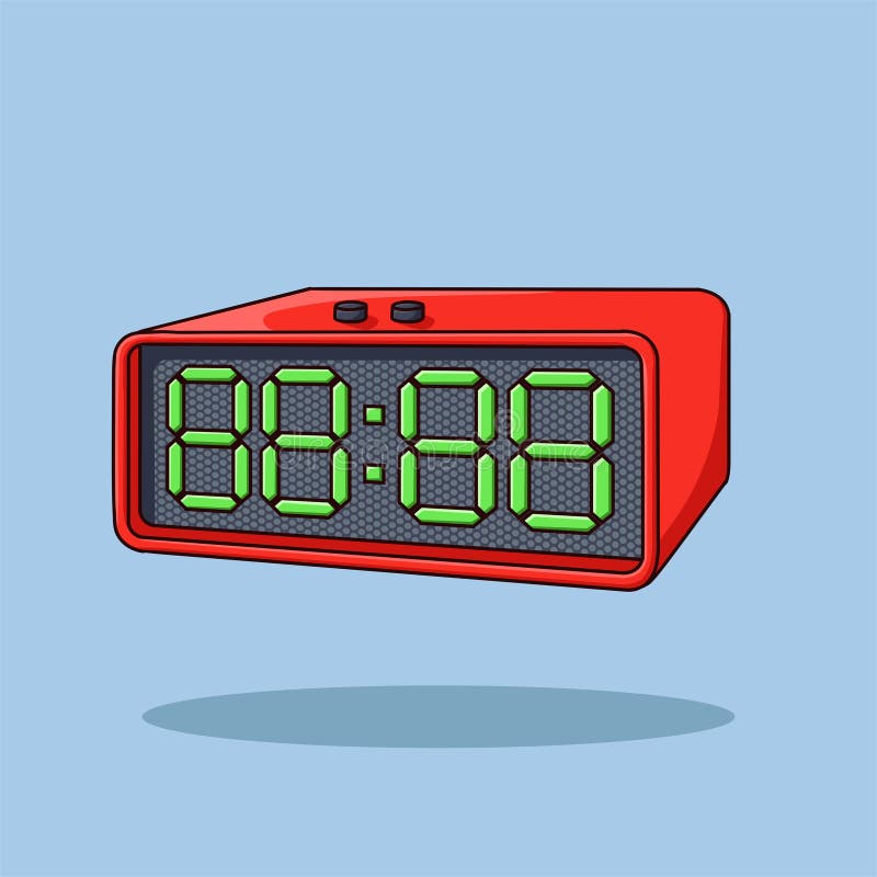 Red Digital Clock Cartoon Vector Illustration Stock Vector - Illustration  of design, text: 235188311