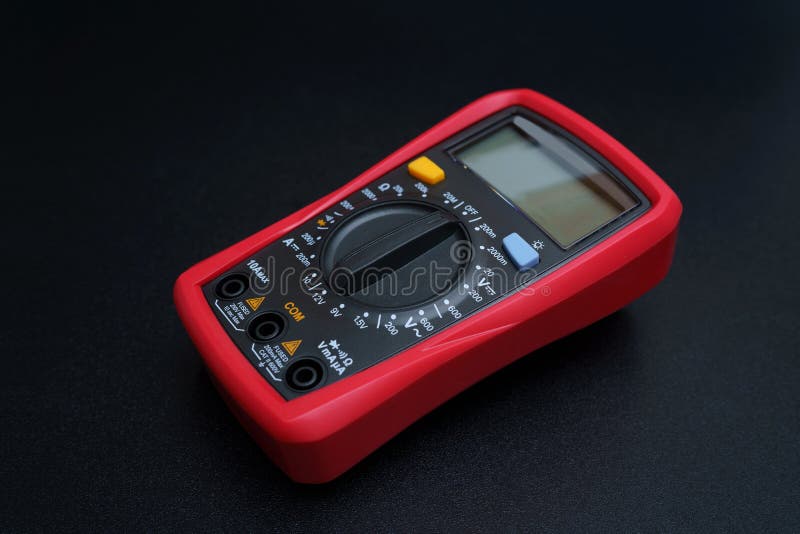 Red Digital Multimeter with on Black Stock Photo Image of electric