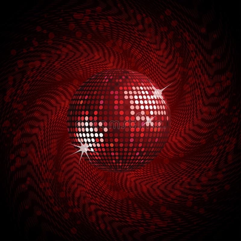 Red disco ball and halftone