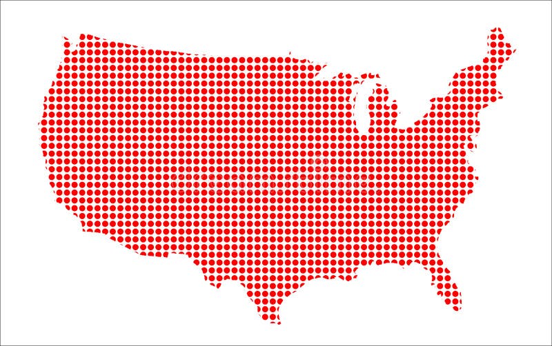 Red Dot Map of the U.S.of a. Stock Vector Illustration of american