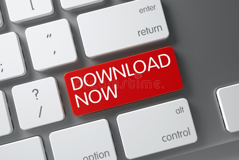 Red Download Now Keypad on Keyboard. 3D. stock images Red Download Now Keypad on Keyboard. 3D. stock images
