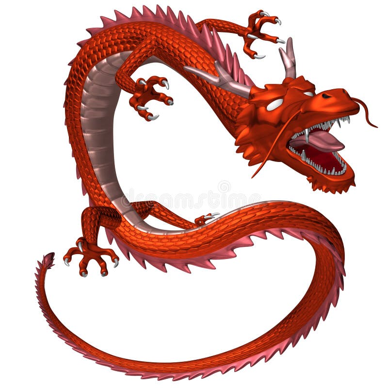 The Red Dragon, 3D Illustration Stock Illustration - Illustration of