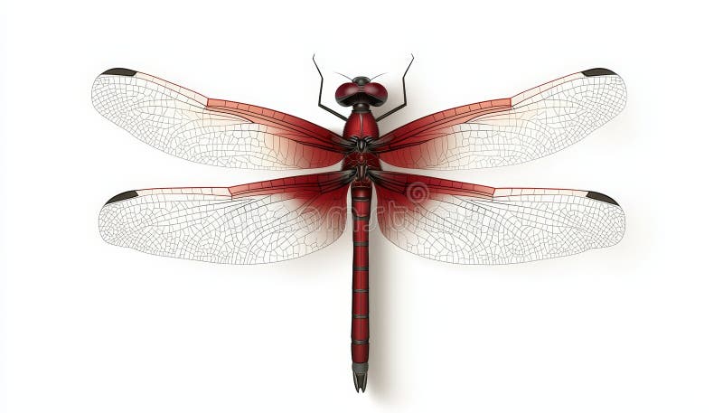 Red dragonfly white isolate background royalty free illustration