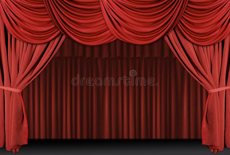 Red Draped Stage Curtains stock illustration. Illustration of curtain