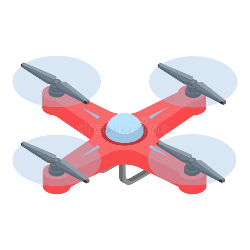 Red drone icon, isometric style royalty free illustration