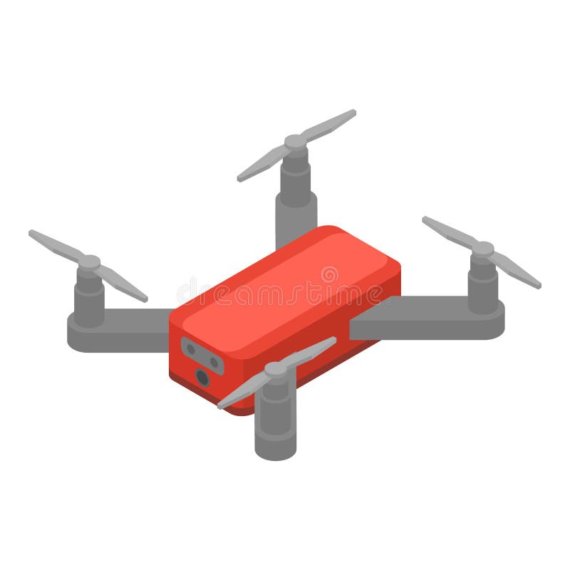 Red drone icon, isometric style royalty free illustration