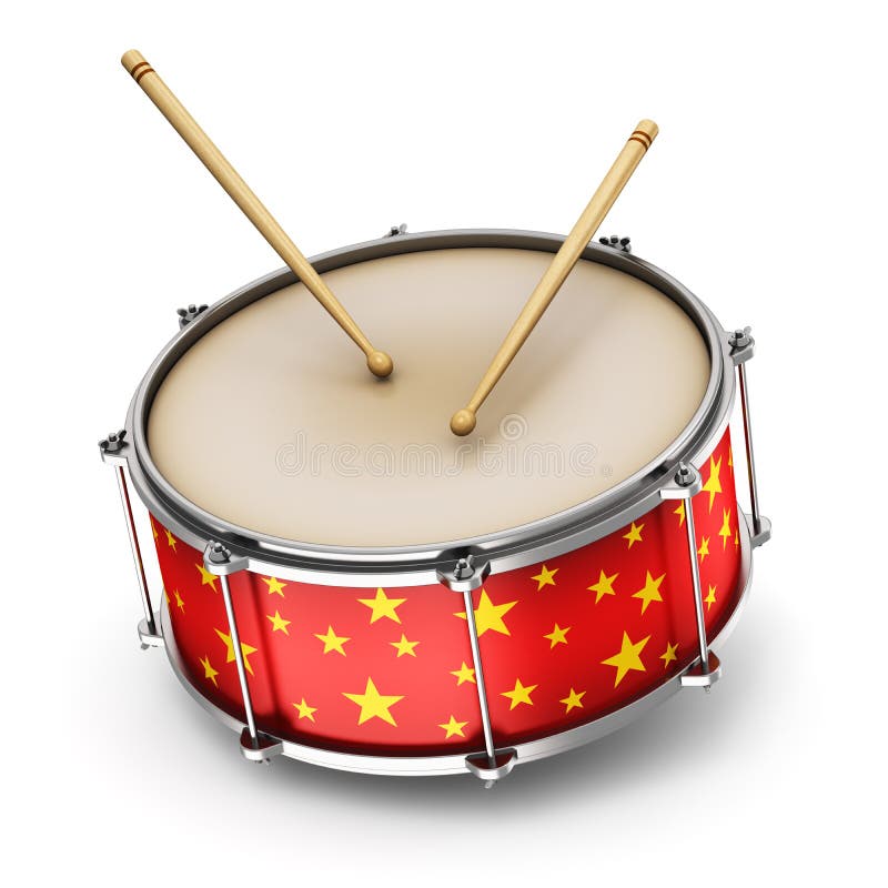 Red drum with drumsticks stock illustration. Illustration of bang - 45706765