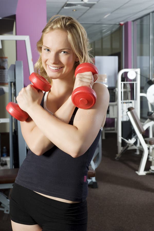 Red dumbbell stock photos