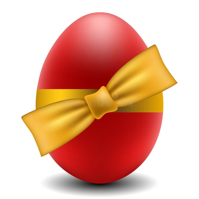 Red Easter egg with yellow bow stock illustration