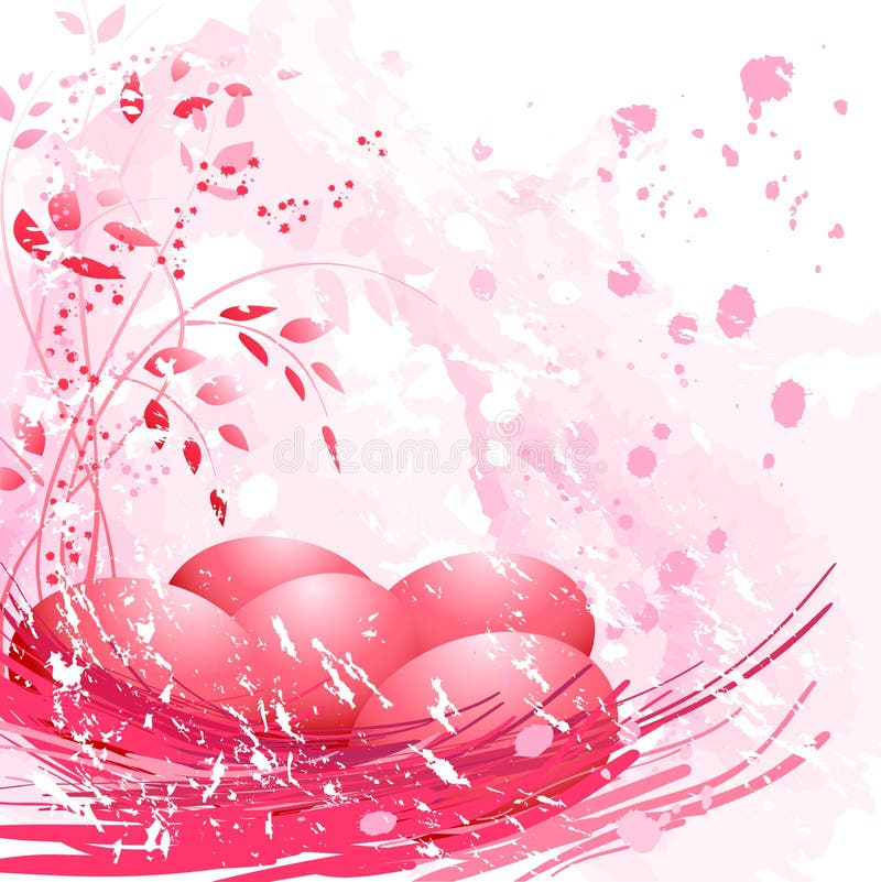 Red Easter eggs on pink background