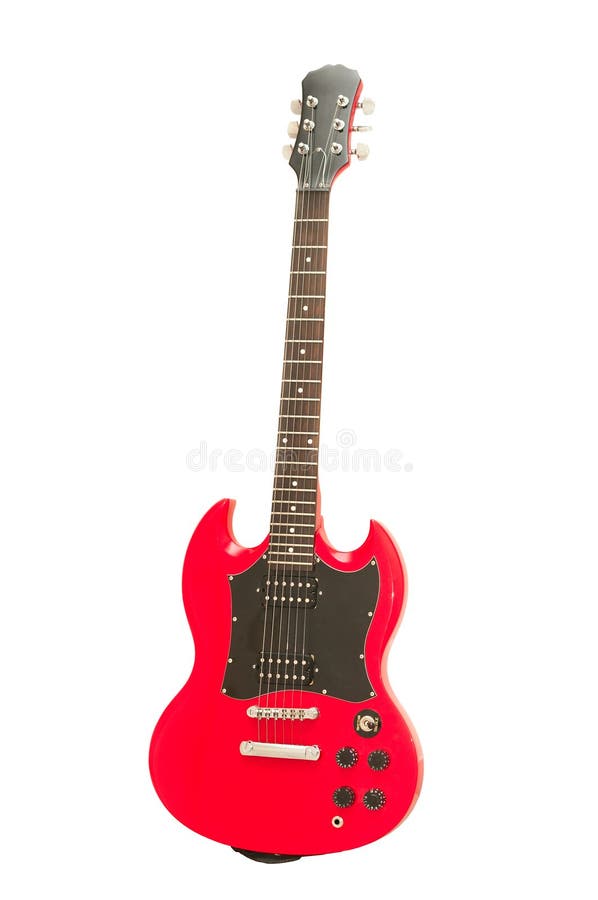 Red electric guitar stock photo. Image of entertain, lessons 7915670