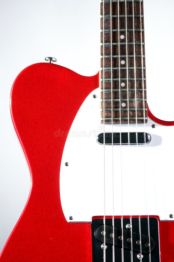 Red Electric Guitar On White