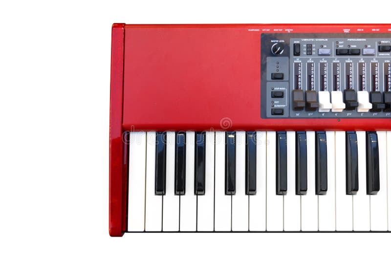 Red electric piano stock photo. Image of modern, sound 65086364