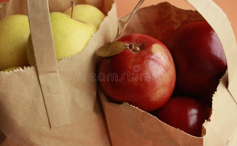 Red empire apples and ginger gold apples in bag