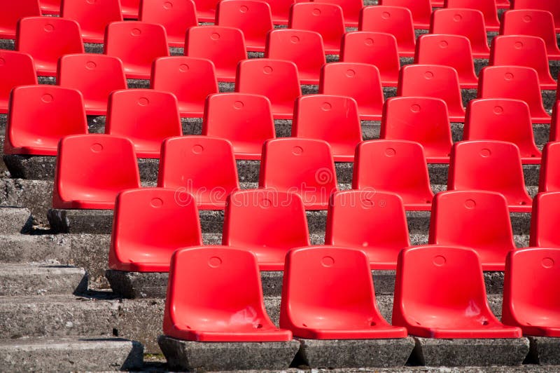 Red empty stadium seats stock image. Image of event, color - 23844421