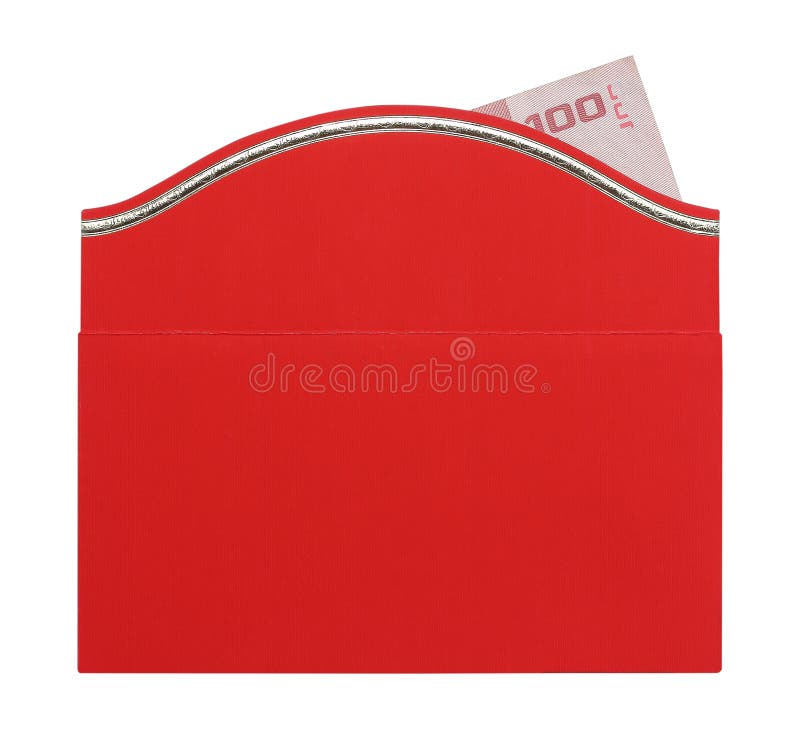 Thai Money In Red Envelope On White Background Chinese New Year