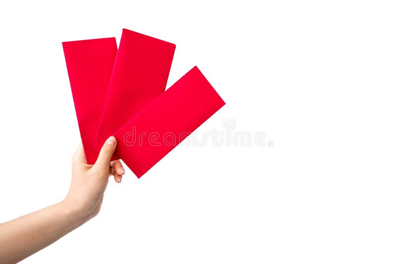 Red Envelope Packet Chinese New Year Hongbao On White Background For Chinese New Year Stock Image Image Of Happy Isolated