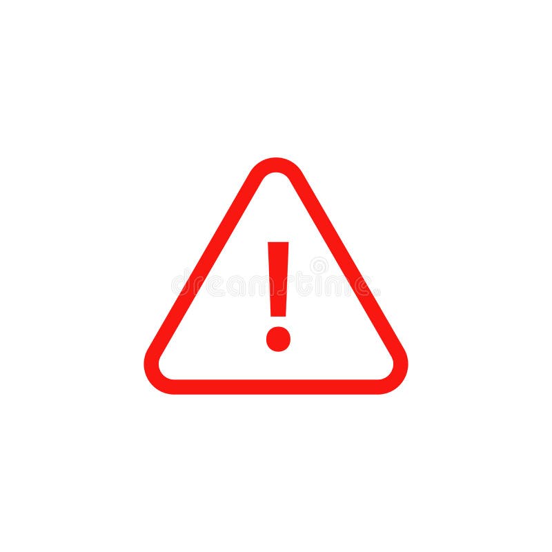 Red Exclamation mark sign in triangle vector isolated on white background. icon for ui, website and label. Vector illustration royalty free illustration